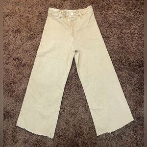 Zara Pants The Marine Straight Tan High Rise Wide Leg Size 8